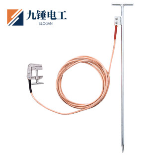 拖车接地线吊车接地线施工工程车辆接地线特种车辆避雷引流接地线 16平方线3米+接地夹+针