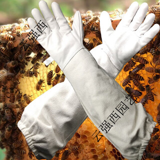 Chaoming sheepskin gloves beekeeping tool gloves bee protection anti-bee sting gloves breathable canvas bee catching arm sleeves white beekeeping gloves xl