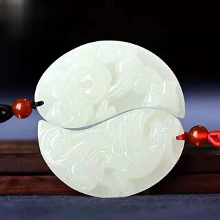Wanyuyan natural hetian white jade pendant for couples, a pair of dragon and phoenix jade pendants for men and women, engraving pendant necklace, love token