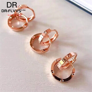 Dl 1998 fat donglai same style purple gold earrings russian au585 ear buckles simple 14k color gold women's fashion plain gold ear bones a pair of purple gold ear buckles (diameter 9mm)