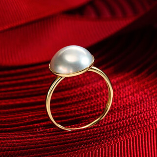 Nanzhu palace 18 gold diamond seawater pearl ring maple pearl large particles round highlight 11-12mm