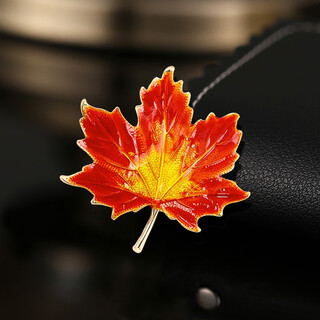 Quamer gold store new style temperament orange maple leaf brooch men's and women's all-match coat suit corsage gradient red orange hc0370