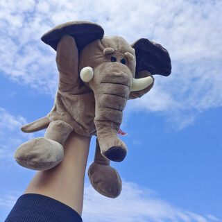 IGNATIUS动物手套手偶张嘴可爱毛绒玩具宝宝早教布娃娃幼儿园儿童生日礼物 大象 30cm