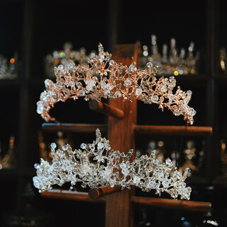 Dyai high-end crystal wedding fairy wedding dress tiara bride super fairy crown adult birthday princess elegant female light luxury silver crown necklace earrings with pierced ears