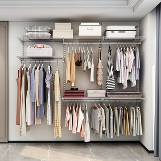 Midas modern simple metal cloakroom wardrobe 2.5 meters wide walk-in home small apartment bedroom wardrobe 2.5 meters metal wardrobe plan-2 (installation included)