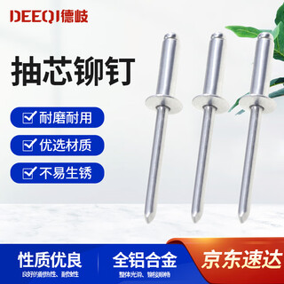 Deqi core blind rivets, open rivets, open round head aluminum rivets, aluminum core blind rivets, flat round mouth 4.0*10mm ((100 pieces)