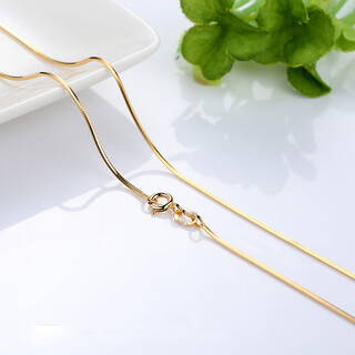 Fat donglai's same 18k gold clavicle chain, non-fading gold necklace, women's plain chain, versatile and fashionable 750, 18k gold snake bone chain, 40 cm, non-adjustable, 1.2mm thick