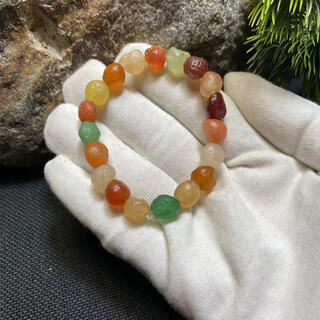 Pu lian sui style alxa colorful agate raw stone bracelet gobi stone candy heart raisin agate bracelet