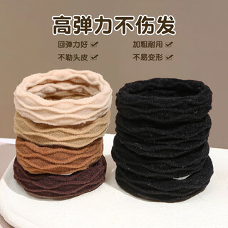 Likashi high elasticity hair tie for women, simple and versatile hair tie, rubber band, hair tie, hair accessory, patterned black towel ring, 15 pack