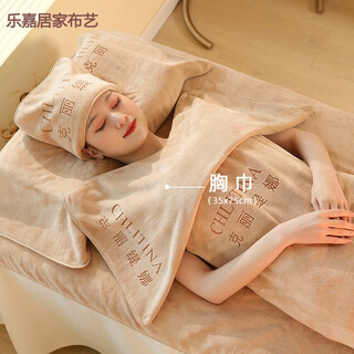 Nianjie beauty salon special towel barber shop hair drying towel absorbent thickening skin management bed towel customized logo 5 pack chest towel/pillow towel-camel