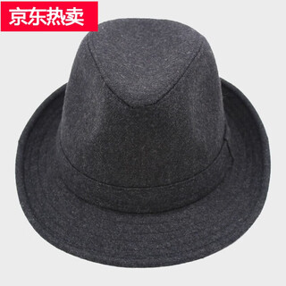 Craftsman hat men's spring and autumn woolen top hat middle-aged and elderly men's jazz hat winter old man's hat gentleman's hat snowflake casual gray medium size 58 cm