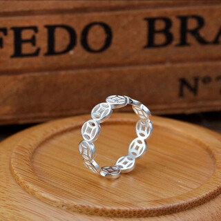 Chuxiang pure silver 990 open hollow money ring fashionable simple copper coin ring pure silver lw opening adjustable