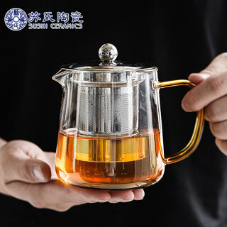 Sushi ceramics high borosilicate thickened glass teapot stainless steel leaking mesh high temperature resistant boilable filter teapot 550ml