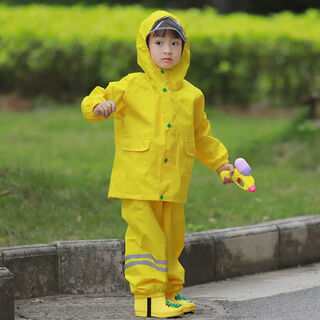 Shantou lincun chaodatong waterproof full body children's boys and girls kindergarten set raincoat overalls rain pants one-piece anji 901 yellow jacket + overalls + rain boots l size suitable for 100-115 height