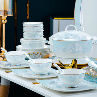 Yunzhihe bowl and dish set household 2025 new high-looking jingdezhen tableware set new wedding housewarming gift