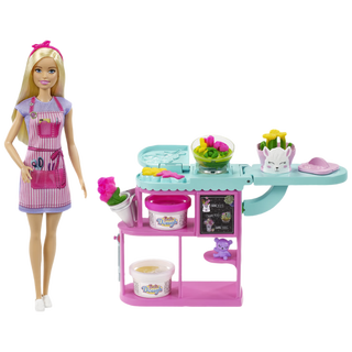 【准新品】芭比（Barbie）女孩娃娃过家家新年礼物娃娃玩具-芭比鲜花商店套装GTN58