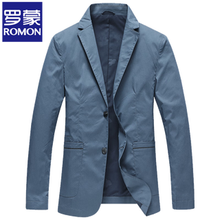 罗蒙（ROMON）高端休闲西服男士春秋冬季新款商务中年轻便西装外套上衣修身 孔雀蓝 L 175/92A