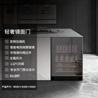 Faseeny 400mm ultra-thin variable frequency embedded red wine cabinet constant temperature wine cabinet built-in wine cabinet bar under counter embedded constant temperature storage cabinet refrigerated beer tea cold drink cabinet 400 deep mirror door ice bar/frequency conversion/defog door 85l