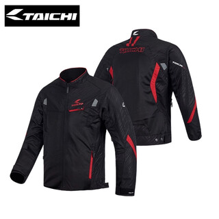 Rs taichi cycling suit motorcycle summer mesh ce grade protective gear men's motorcycle racing suit casual jacket top breathable and anti-fall black and red top (pre-installed ce grade protective gear) m