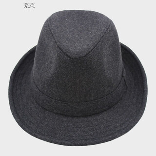 Hat men's spring and autumn woolen top hat middle-aged and elderly men's jazz hat winter old man's hat gentleman's hat snowflake casual gray medium size 58 cm