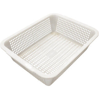 Enshousu plastic frame rectangular sieve supermarket snack hollow storage basket drain basket fruit shop vegetable basket white plastic frame 2 pack <length 40 width 30 height 11>