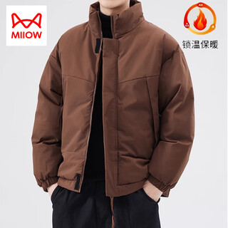 Miiow american simple men's cotton clothes autumn and winter new casual cotton clothes trendy brand versatile bread clothes warm cotton jackets dark brown xl
