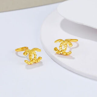 Chuxiao gold color earrings for women 2024 new pure gold double c earrings 18k color gold earrings imitation gold for girlfriend double c earrings small style hook style