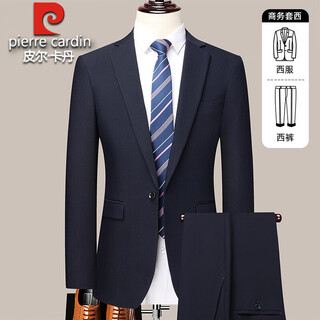 Pierre cardin solid color double slit no-iron suit youth suit men's business suit korean slim formal wedding suit navy 3xl 190
