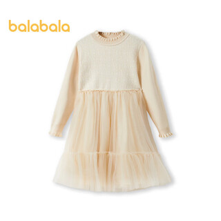 Balabala girls new year dress, big child princess dress, fashionable spring woolen splicing tutu skirt 202123111010