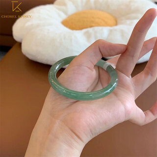 Chomel kinsey myanmar jade bracelet women's light green oil green thin strip jade bracelet treatment beauty jingle bracelet girlfriend chinese valentine's day gift inner diameter 58-59mm (with appraisal certificate + gift box)