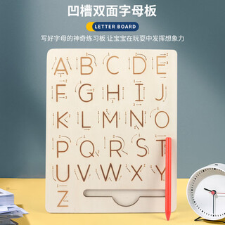 Children's wooden alphanumeric writing groove pen board baby preschool early education pen control educational toy dcm-numeric groove pen board