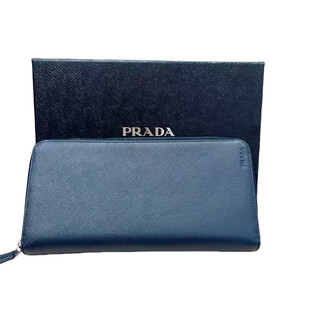 Second-hand 99 new pr ada lada men's business casual fashion long card slot zipper wallet men's bag 99 new men's wallet