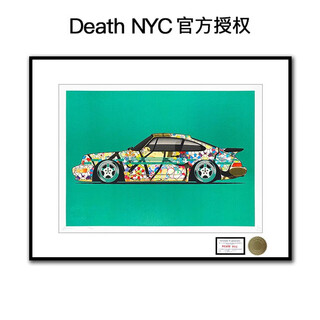 Sunwayart death nyc autographed limited edition sports car trendy decorative painting modern simple decorative painting 32*45cm porsche & sunflower black frame aluminum alloy