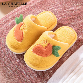 La chapelle homme parent-child cute cartoon warm non-slip soft bottom men's and women's cotton slippers 2302 yellow 38-39