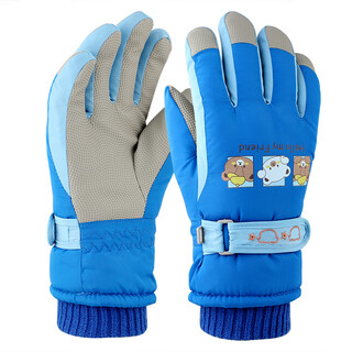 Torchman children's gloves cold-proof ski gloves 8 to 13 years old warm plush cartoon winter gloves c3216 blue