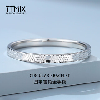 Ttmix platinum pt950 bracelet simple carved closed bracelet women's fashion platinum bracelet for girlfriend 60mm weight 30.47g width 6.0mm