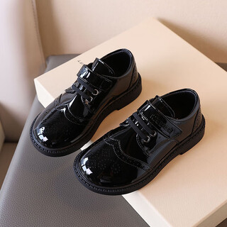 回力（Warrior）儿童皮鞋校园中大童英伦风亮面表演鞋 WPD(WZ)-0228 黑色 31 