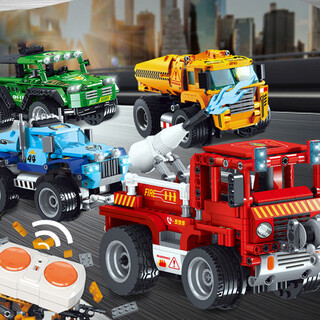 Nordic time (beioushiguang) remote control building blocks military vehicle small particles plug-in remote control tank car boy children student gift green off-road jeep remote control building blocks