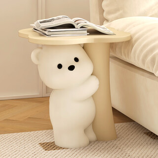 Chenyu creative living room violent bear floor-standing ornaments sofa side tray bedside tv cabinet decoration new home gift four-leaf clover bear coffee table-khaki