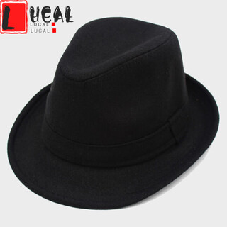 Lucaly republic of china style men's top hat and elderly hat men's autumn and winter thickened velvet big-brimmed top hat for middle-aged and elderly people woolen to keep warm.// solid color model (plus velvet to keep warm) - black standard size (56-58cm) lining is adjustable