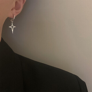 Bjyl star cross earrings men's trendy titanium steel earrings men's and women's personalized simple style couple earrings student single
