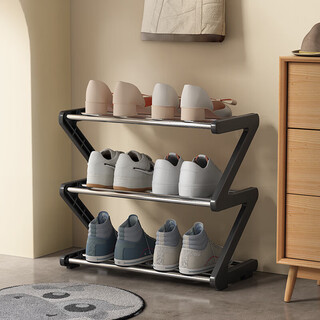 Anya simple shoe rack multi-layer home door creative z-shaped shoe rack multi-layer dust-proof shoe cabinet steel pipe style 3-layer small size