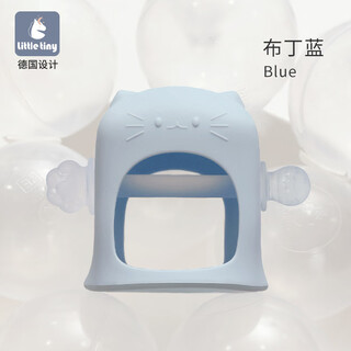 Little tiny baby teether, baby silicone massage chewing gum, anti-eating hand artifact, newborn mouth grinding chewing gum, pudding blue, 1 pack