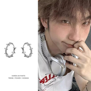 Qi xiaomi thorn earrings men's handsome niche design boys' earrings temperament high-end cold style hip-hop men's earrings single