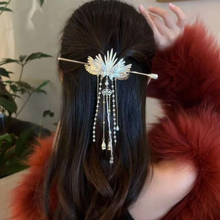 Lemiao korean snake-shaped diamond-encrusted tassel hairpin, a niche style hairpin, light luxury hair accessory, chinese style chinese valentine's day gift, angel wings tassel hairpin a25-201