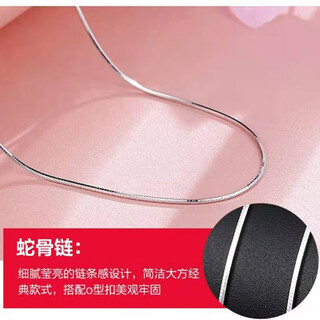 Dl 1998 fat donglai same style pt950 platinum necklace pt950 women's 18k white l gold clavicle chain neck chain plain chain with 45cm platinum snake bone chain (pt950)