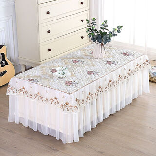 Mirror moon picture coffee table tablecloth rectangular all-inclusive non-slip thickened coffee table cover living room lace fabric bedside table dust cover cover fuguihua-coffee yarn gauze style width 70*length 130*height 40