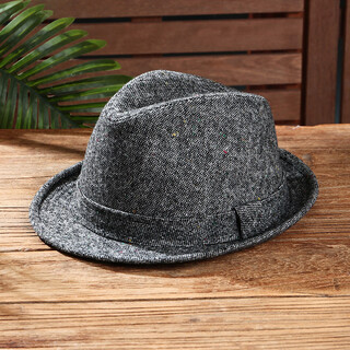 Oufandi small top hat for men in autumn and winter fashion casual curled breathable wool nizi gentleman hat retro woolen jazz hat for women light gray fashionable and versatile m (56-58cm)