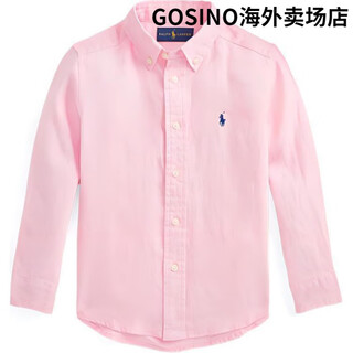 Ralph lauren ralph lauren children's clothing ss22 logo embroidered solid linen long-sleeved shirt boys pink pink s
