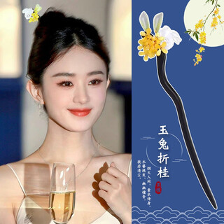 Zhuo keke zhao liying's same style jade rabbit and gui gui hairpin for women. ancient style hairpin. simple modern and high-end new chinese style hairpin. zhao liying's same style. jade rabbit and gui gui.